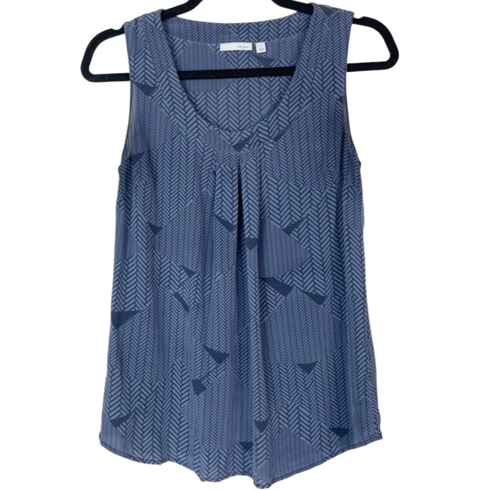 Halogen 100% Silk Sleeveless Tank Top Blue and Black Size S